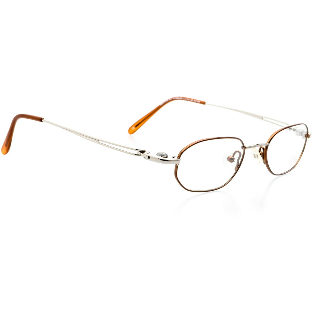 Optical Eyewear Oval Shape Metal Full Rim Frame Prescription Eyeglasses Rx Gunmetal Brown 