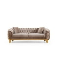 thumbnail image 3 of Vanessa 3 Piece Living Room Set Finished with Velvet Upholstery in Taupe, 3 of 14