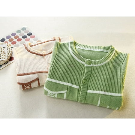 

eczipvz Baby Boy Clothes Baby Button Knitted Romper Cotton Long Sleeve Boy Girl Sweater Clothes Baby (Beige 9-12 Months)