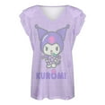 thumbnail image 4 of Kuromi And My Melody Womens Summer Tops Ruffle Short Sleeve Tunic Tops V Neck Loose Fit Flowy T-Shirts, 4 of 7