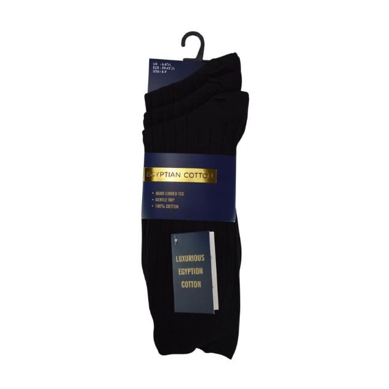 100% Egyptian Cotton Men's Dress Socks | 6 Pairs | Seamless, Ribbed, Black,  Available in 3 Sizes - Walmart.com