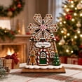 thumbnail image 4 of syligr Wooden Christmas House Ornament, Gingerbread Windmill House Christmas Tabletop Decoration for Mantel Shelf, Holiday Home Decor for Office, Party Gift, 6Inch, Brown, 4 of 7