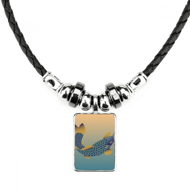 pintura cultura pescado azul collar a mano colgante de cuerda de cuero Unbranded M