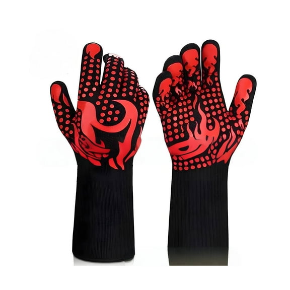 ICERUN Fireplace Gloves,Chloroprene Rubber Fire Gloves for Superior Heat Protection,Impact and Abrasion Resistant Welding Gloves,Style4