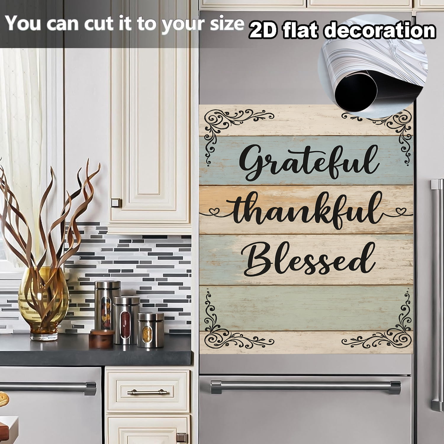Wood Grain Blessings Dishwasher Magnet Cover, Dishwasher Front Door Decoration, Kitchen Decoration, Kitchen Dishwasher Decal, Refrigerator Panel, Magnetic Dishwasher Sticker 23 X 25.6 Inch