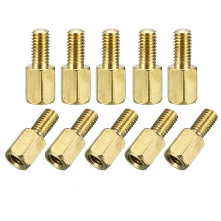 50 Pcs M3 Brass Threaded Hexagonal Standoff Spacer 6mm Male Thread Length