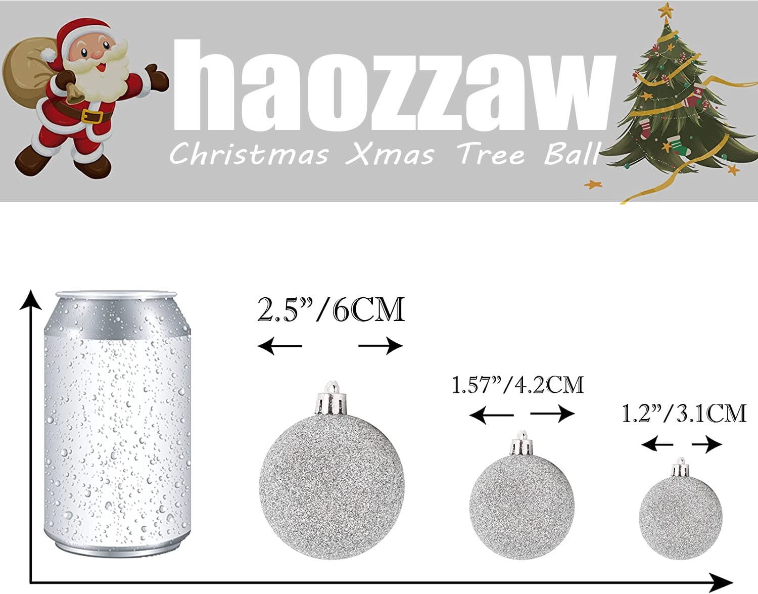 haozzaw 1.2 Inch Mini Christmas Xmas Tree Ball Bauble Hanging Home Party Ornament Decor Gifts for Family on Clearance