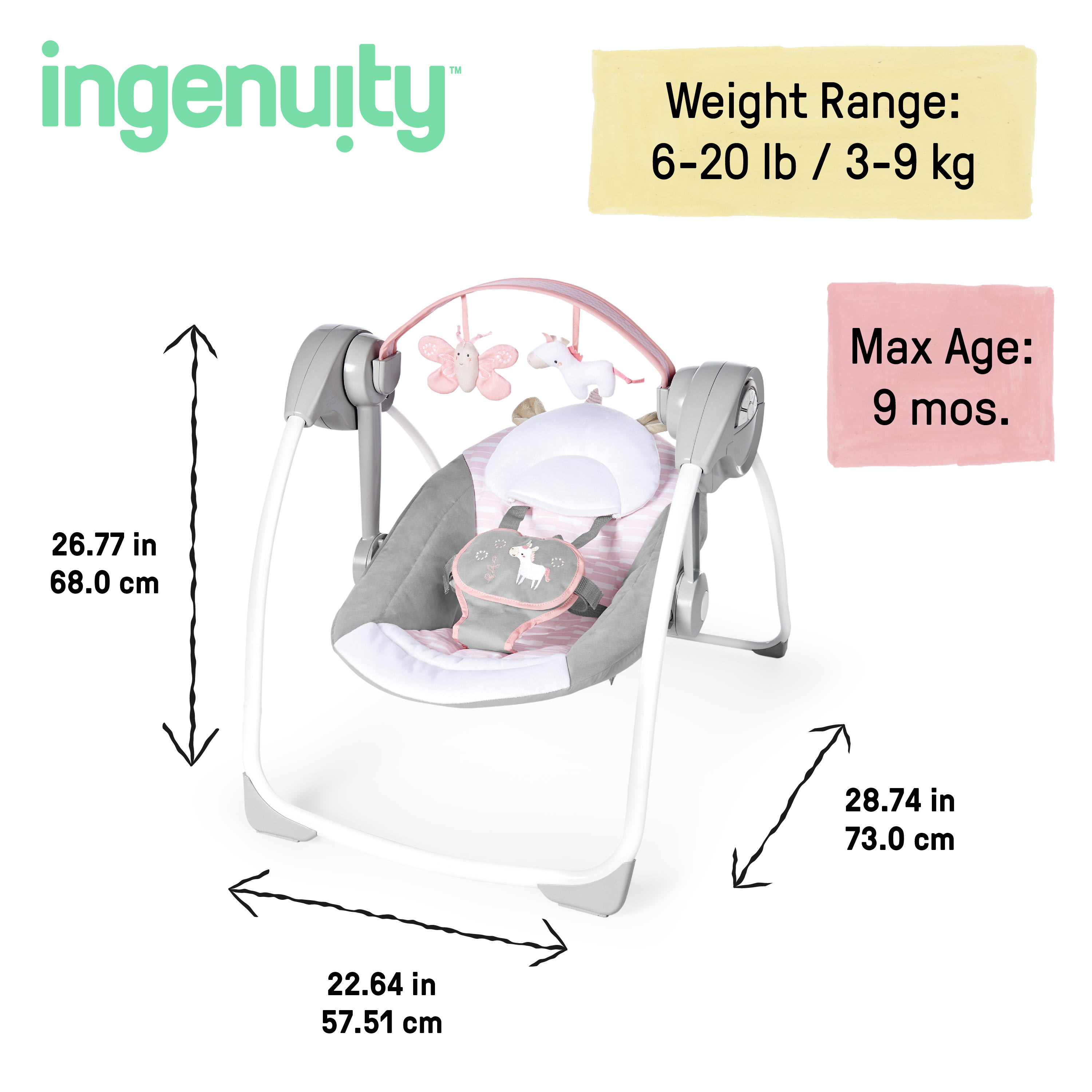 Ingenuity Soothe 'N Delight Portable Baby Swing - Flora photo 7
