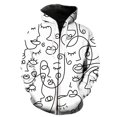 thumbnail image 1 of Sudadera con capucha y cremallera para hombre, estilo hip hop, divertida, unisex, de gran tamaño, con retrato de línea abstracta, gran oferta de moda 2024, 1 of 6