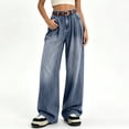 thumbnail image 4 of Yangnuo Women High Waist Pleated Gradient Washed Wide Leg Jeans Loose Fit Casual Denim Long Pants With Pockets, 4 of 5