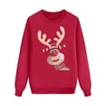 thumbnail image 3 of Aocisk Pyjamas de Noël pour Enfants Famille avec Parent Enfant T-Shirts de Noël Épais Col Rond Doux Imprimé Tête de Cerf Nœud Manches Longues Hauts Blouse Rouge 4-5 Ans, 3 of 3
