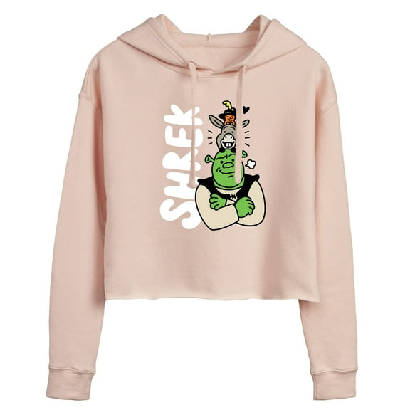 Shrek - Shrek Stacked Characters - Juniors Cropped Pullover Hoodie