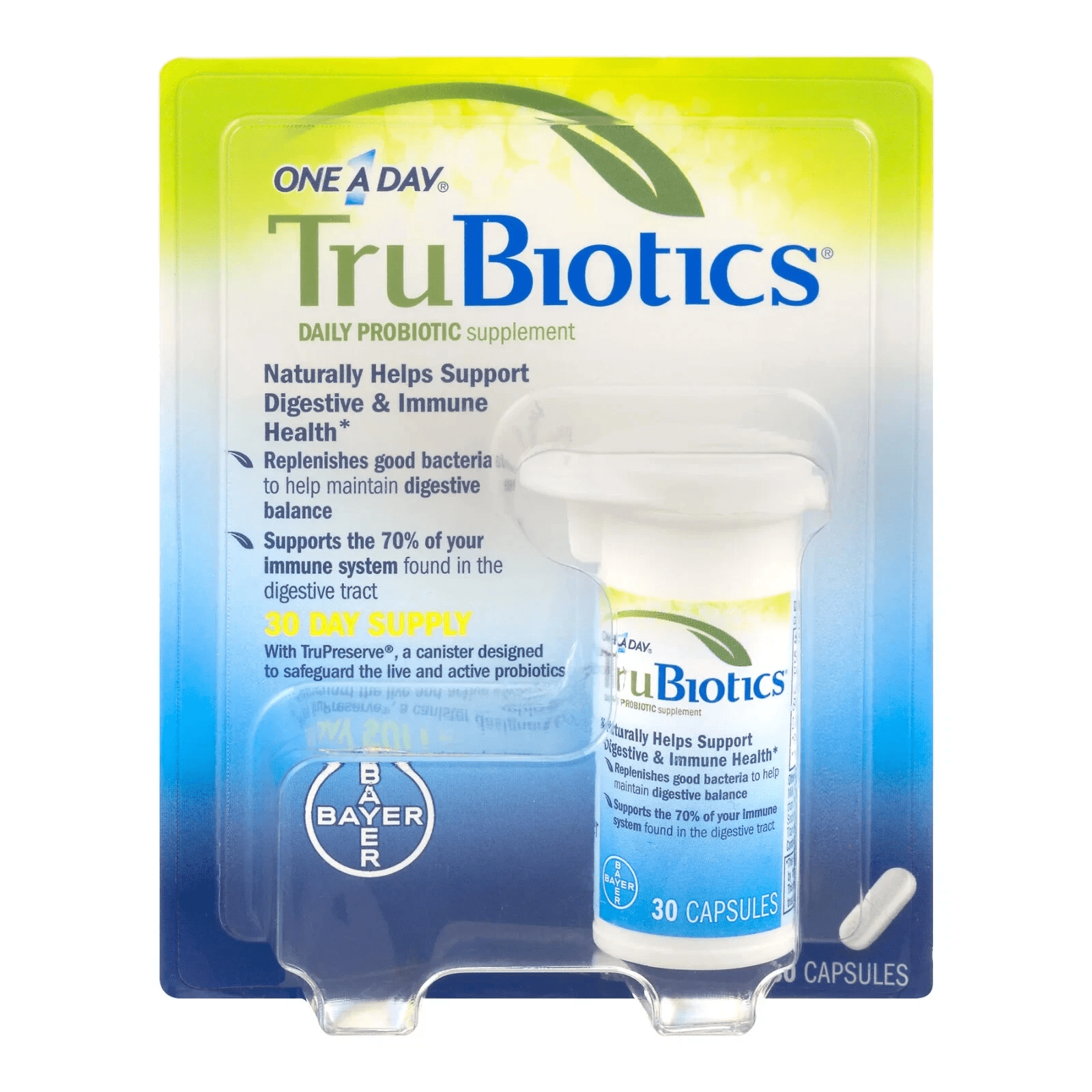 One A Day TruBiotics Daily Supplement Vegatarian 30 Capsules