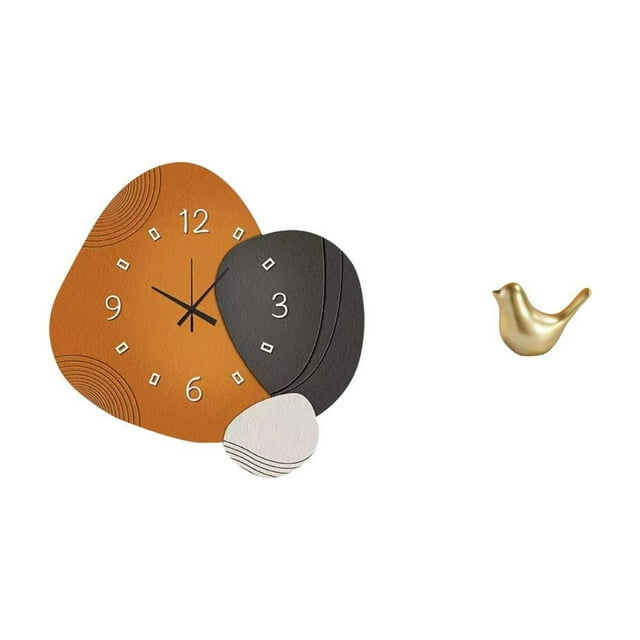 Reloj de pared contemporáneo de madera con figura de pájaro dorado. Decoración moderna para dormitorio, baño, restaurante, oficina, sala de estar. Ide