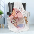 thumbnail image 4 of Dandelion Soft Flannel Fleece Blanket, Girl Blowing a Blowball and Playing with Her Cat Pastel Color Dots Kids Cartoon, Cozy Plush for Indoor and Outdoor Use, 60" x 80", Multicolor, by Ambesonne, 4 of 5