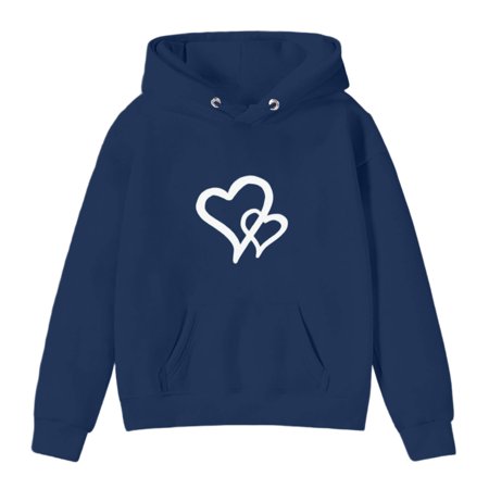 BOOMNY Toddler Girls Hoodies Long Sleeve Hooded Sweatshirt for Girls Love Heart Graphic Breathable Loose Fit Cozy Childrens Dailywear