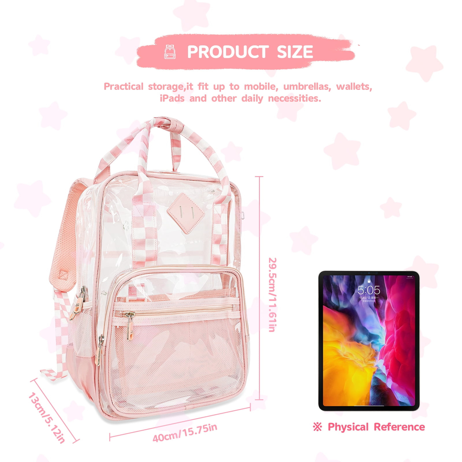 Clear PVC See-Through Backpack - Heavy Duty Transparent Backpack For School, Work, Events - View #14