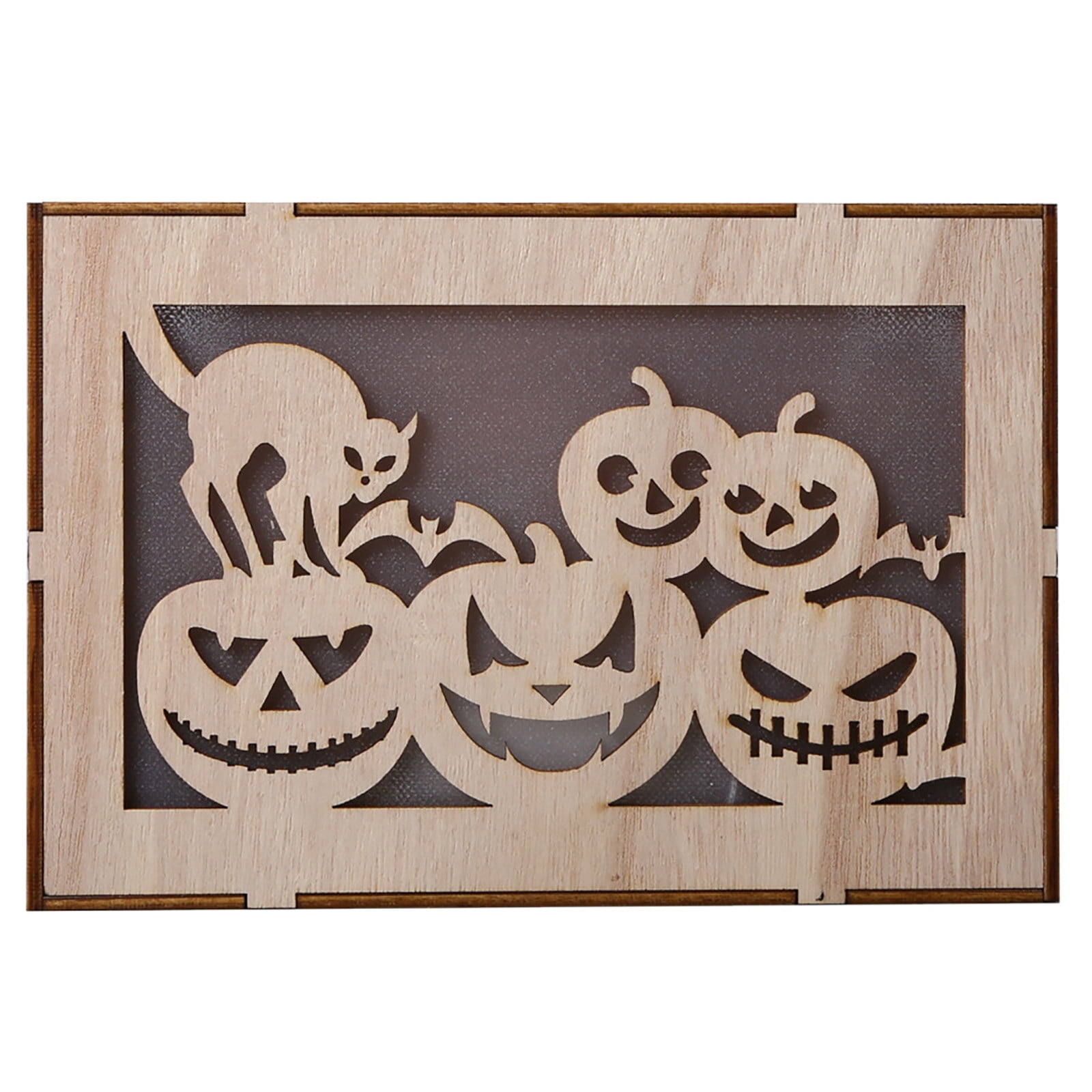 OAVQHLG3B Halloween Wooden Lighted Pumpkin for Tabletop, Light Up