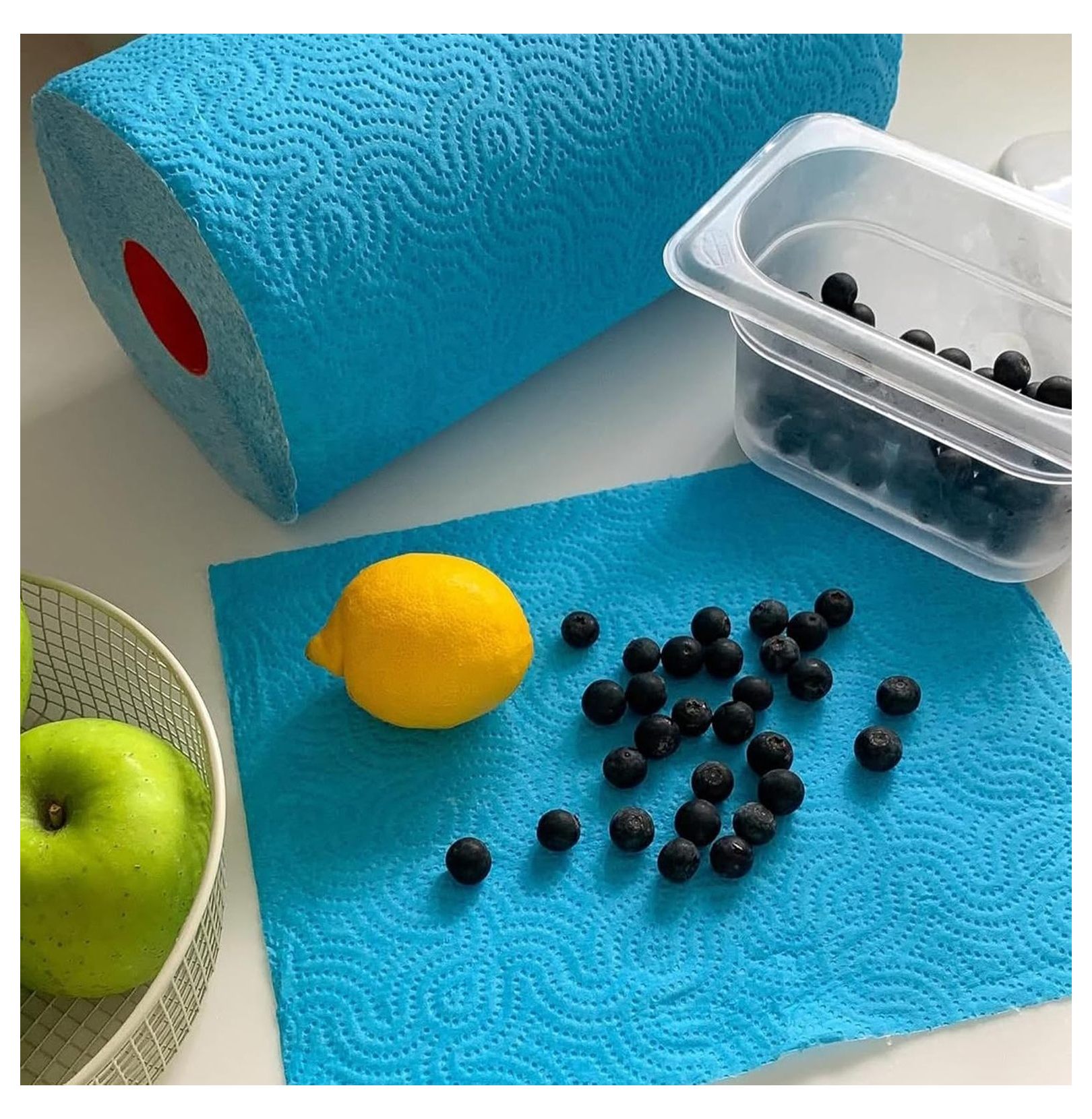 Paper Towels Jumbo Roll 2 Ply Blue, Highly Absorbent Kitchen Towels 120 Sheets, Multi-Purpose Cleaning Cloths for Home & Commercial Use - 6 Rolls