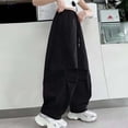 thumbnail image 5 of WPPGONE Girls Cargo Pants Teen Tween Baggy Parachute Trousers with Drawstring Elastic Waist Loose Fit Wide Leg Streetwear Bottoms with Flap Pockets for Casual Dance School, 5 of 6
