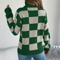thumbnail image 4 of DAFPZW Women's Casual Turtleneck Sweater Long Sleeve Checkered Pullover Knit Jumper Tops, 4 of 7