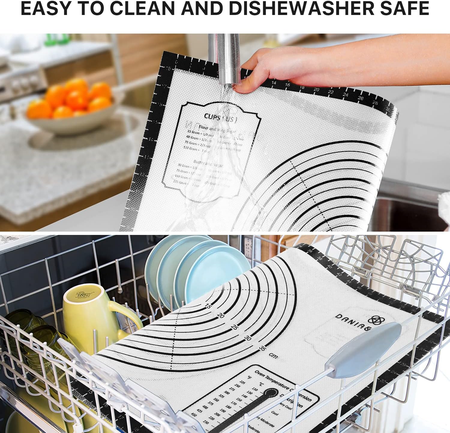 KitchenKey Pastry Mat, 28" x 20" Food Grade Silicone Extra Large Non Stick Baking Sheet Mat with Measurement for Making Cookies,Macarons,Bread and Pastry