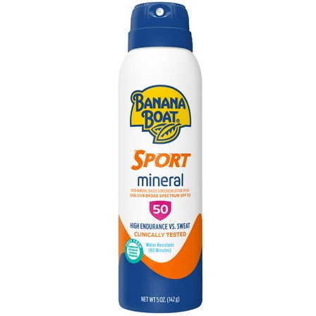 Banana Boat Sport 100% Mineral Sunscreen Spray SPF 50, 5oz