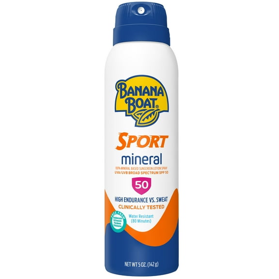 Banana Boat Sport 100% Mineral Sunscreen Spray SPF 50, 5oz