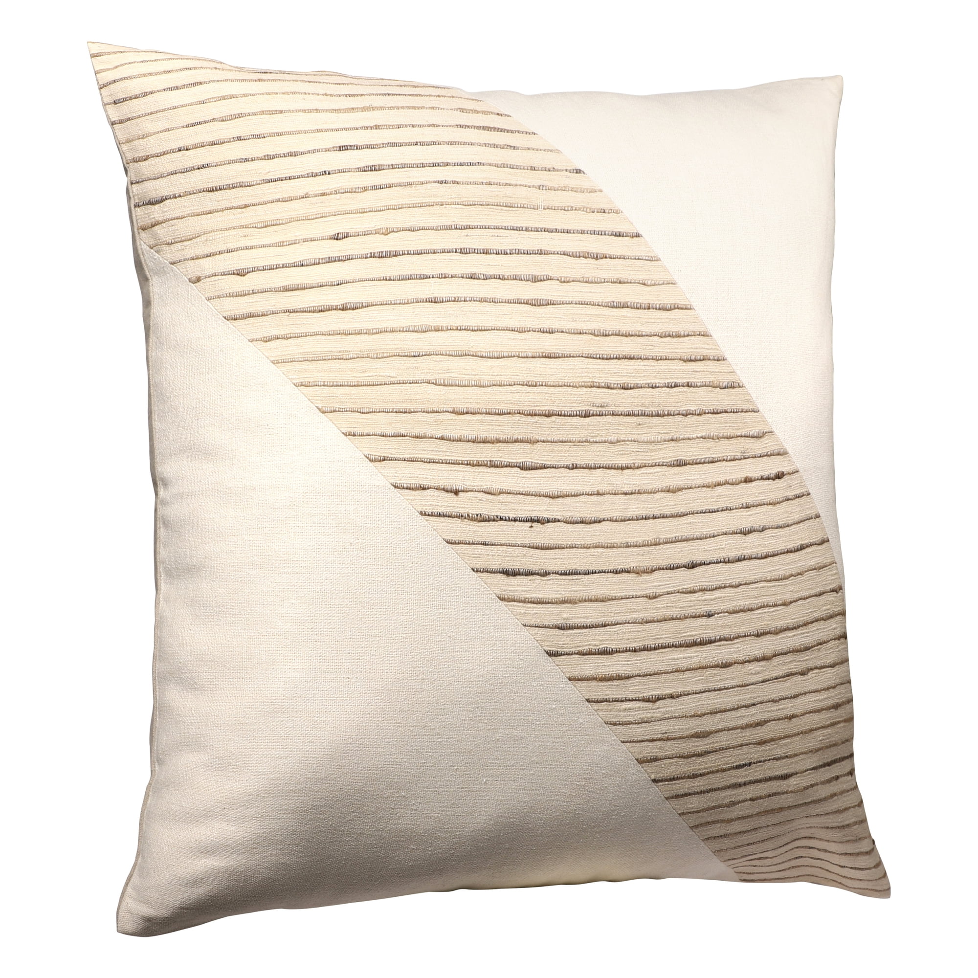 Harlow Hill Tara White/Beige Geometric 24" x 24" Silk Adult Decorative Feather Filled Pillow