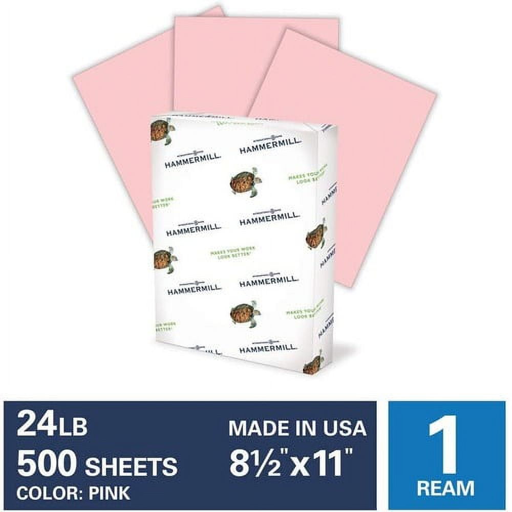 Hammermill 103382 Recycled Colored Paper, 20lb, 8-1/2 x 11, Pink, 500 Sheets/Ream