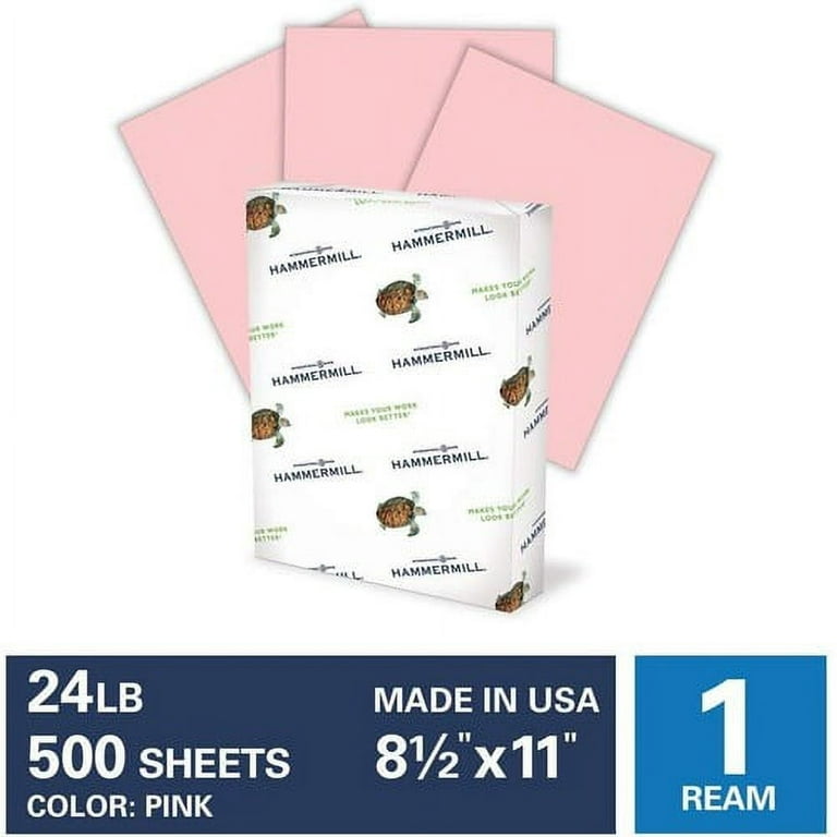 Hammermill Colored Paper, 24 lb Pink Printer Paper, 8.5 x 11-1 Ream (500  She