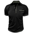 thumbnail image 4 of Mens Polos Shirt Short Sleeve Quarter Button Up Polo Tees Basic Black TShirt for Men, 4 of 4