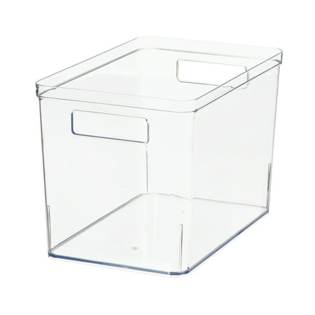 Mainstays Large Deep Pantry Organizer Bin, Clear Plastic 12” x 7.5” x 8”