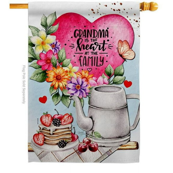 Breeze Decor H115231-BO Grandma Heart Family Grandparent 28 x 40 in. Double-Sided Decorative Vertical House Flags for Decoration Banner Garden Yard Gift