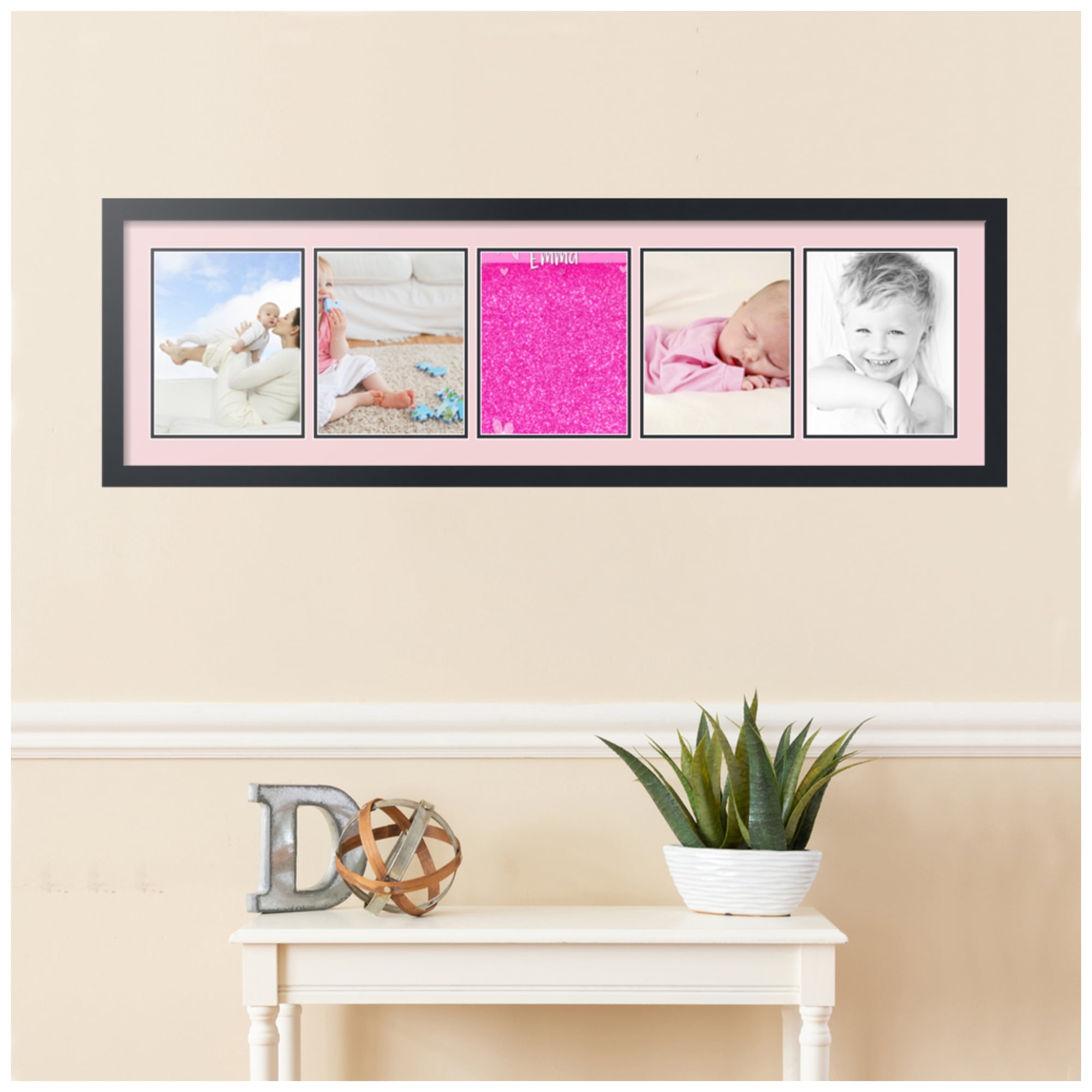 ArtToFrames Collage Photo Picture Frame with 5 - 8x10" Openings, Framed in Black with Hollyhock and Black Mats (CDM-3926-563)
