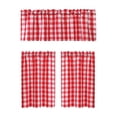 thumbnail image 2 of Gumesh 3 Piece Semi Kitchen Curtains - Light Filtering Buffalo Plaid Tier and Valance Window Curtains Set,Red and White, 54 W x 18 L (1 Panel) + 28 W x 39 L (2 Panels), 2 of 6