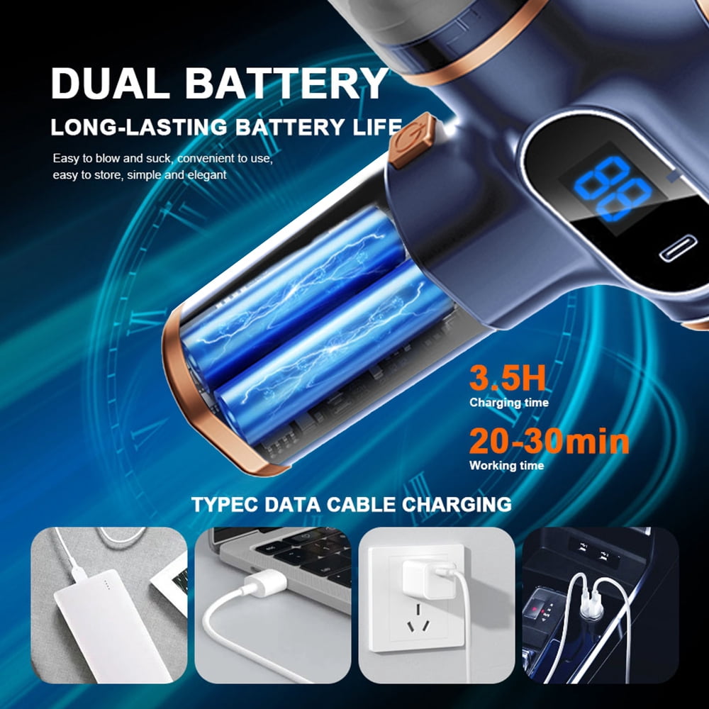 ROADSUN Handheld Vacuum Cleaner, Portable Cordless Car Vacuum with LED Light, 20000Pa Strong Suction 3-in-1 Vacuum Duster Blower for Car Home Office
