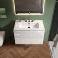 thumbnail image 3 of CITTANEO 30" Floating Bathroom Vanity with 3-Hole Ceramic Sink, Contemporary Bathroom Cabinet with 2 Drawers, White, 3 of 6