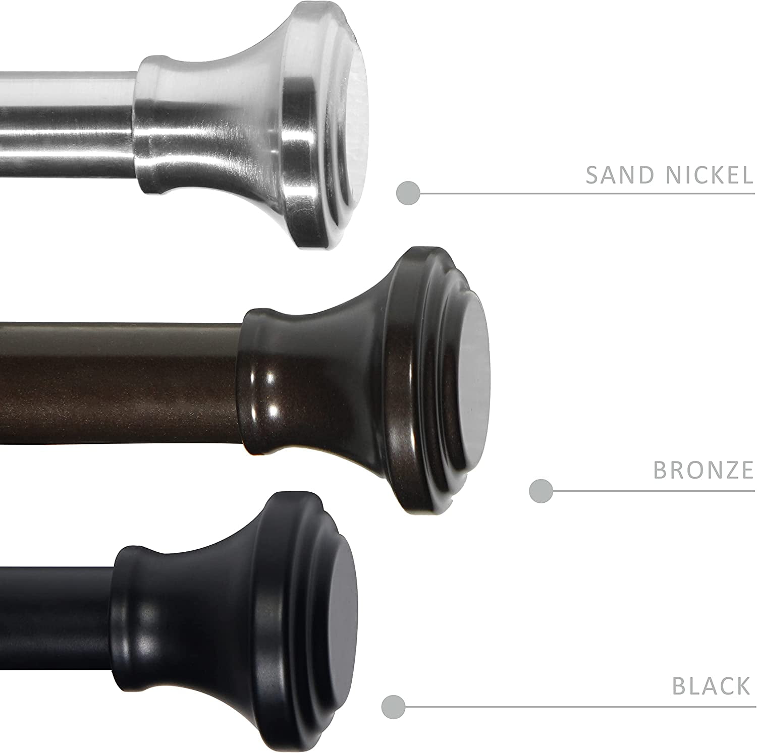 eTeckram 1" Double Curtain Rod with Oil-Rubbed Bronze Trumpet Finials and holdbacks, 28" to 48"