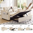 thumbnail image 5 of Beige Upholstered Futon Couch Bed with USB Charging & Adjustable Backrest, 5 of 10