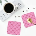 thumbnail image 4 of Honeii Red ribbons Print Leather Coaster Set of 4, Ideal for Safeguarding Your Furniture from Drinks Spills and Effortless cleanup-Square, 4 of 6