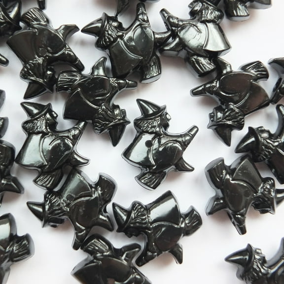 Flying Witch Beads Black Large Hole 1" high Made in USA