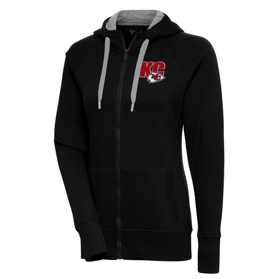 Women's Antigua Black Kansas City Chiefs Victory Full-Zip Hoodie