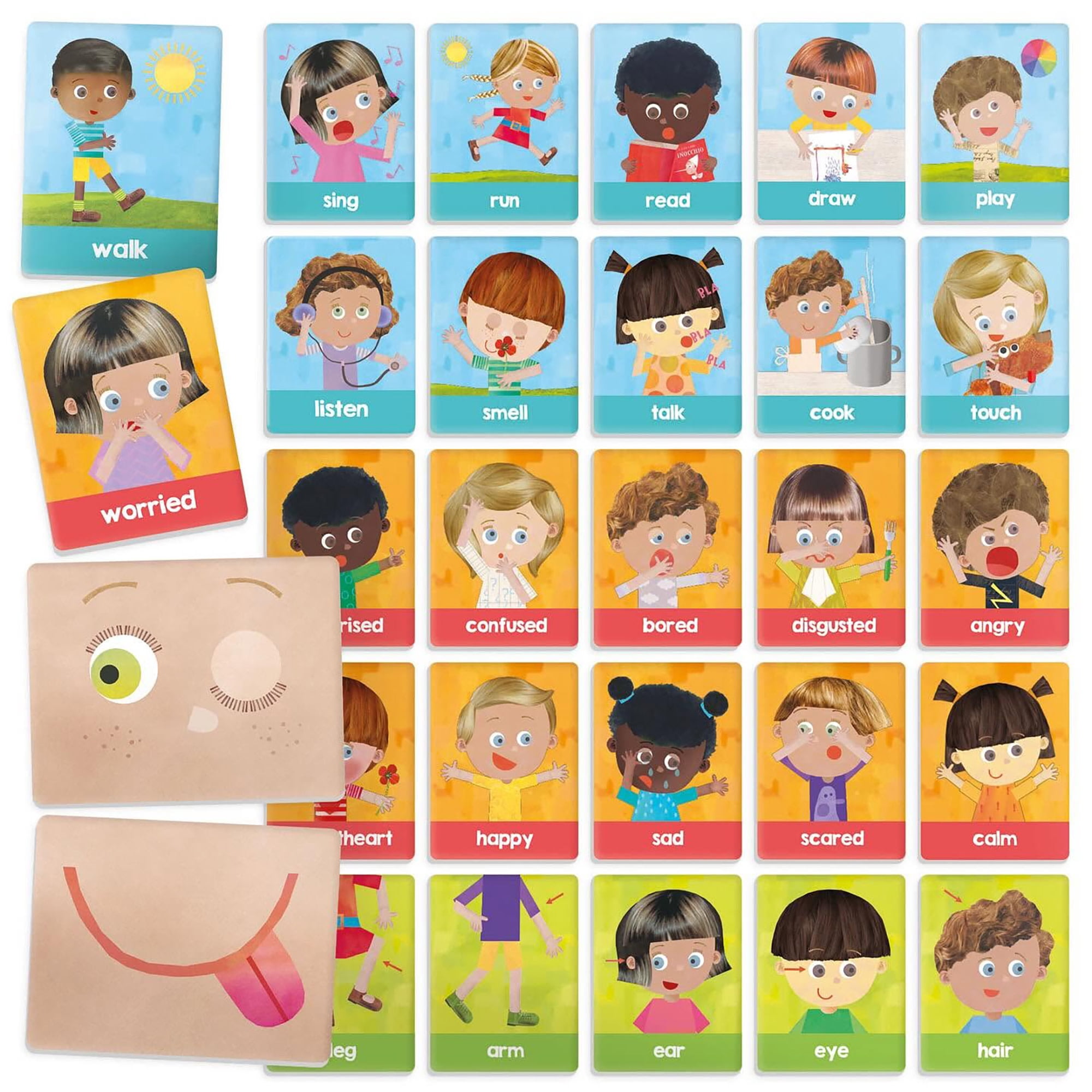 Headu: Maxi Flashcards - Emotions & Actions - Social Development Game, Expressions Play, Autism Support Material, Montessori Activity, Toddlers 1-4