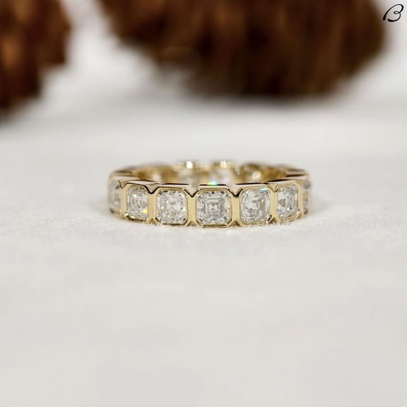 3Ct Asscher Cut Lab Created Diamond Engagement Ring 14K Yellow Gold Plated