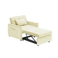 thumbnail image 3 of Newest Multi-Functional Sofa Bed Chair, Creamy White Convertible Recliner for Small Spaces, Adjustable Backrest, Compact Sleeper for Studio Apartments, 3 of 7