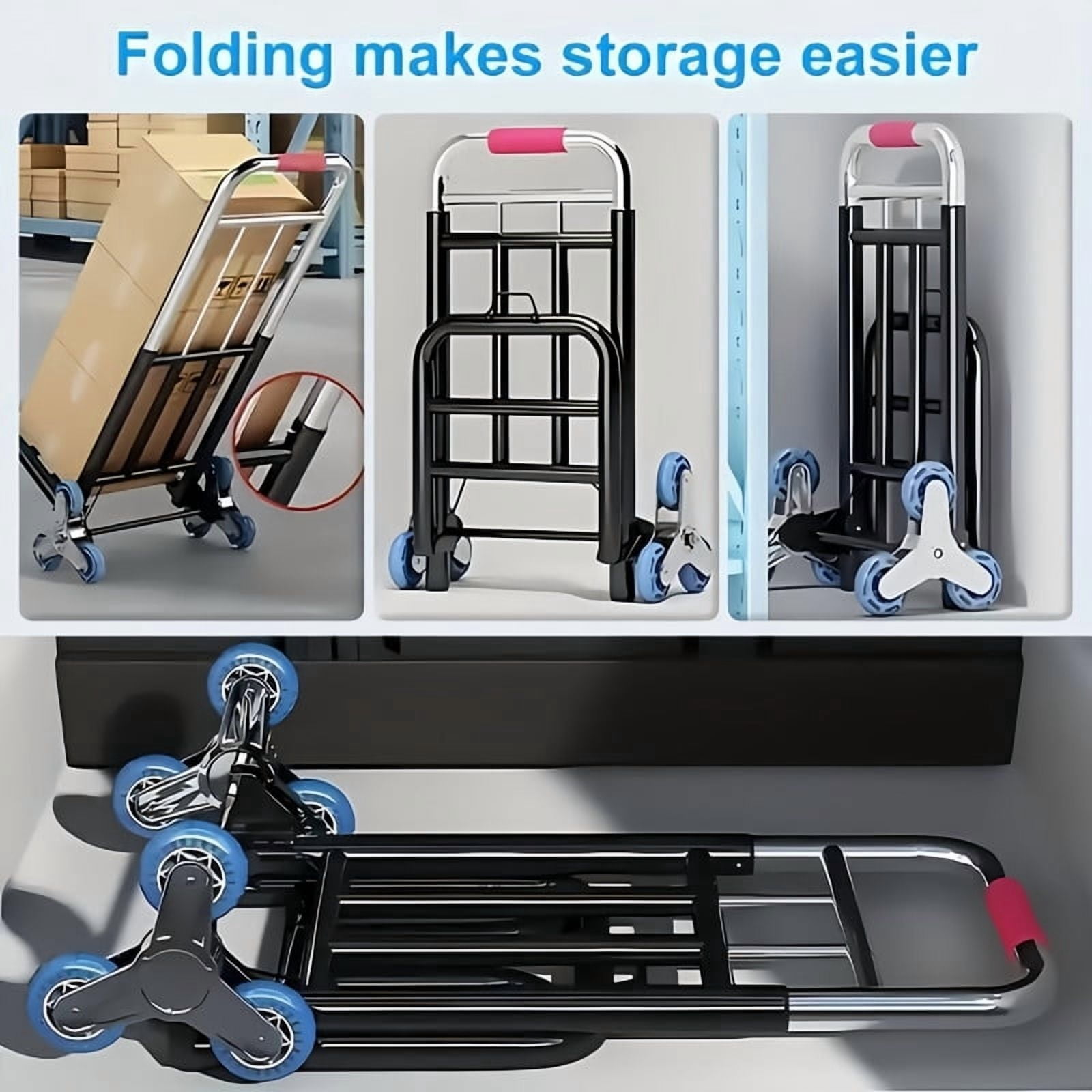 500LBS Capacity Heavy Duty Garden Folding Trolley with Step Crawler Wheels, Stair Climbing Dolly Cart for Warehouse, Shopping