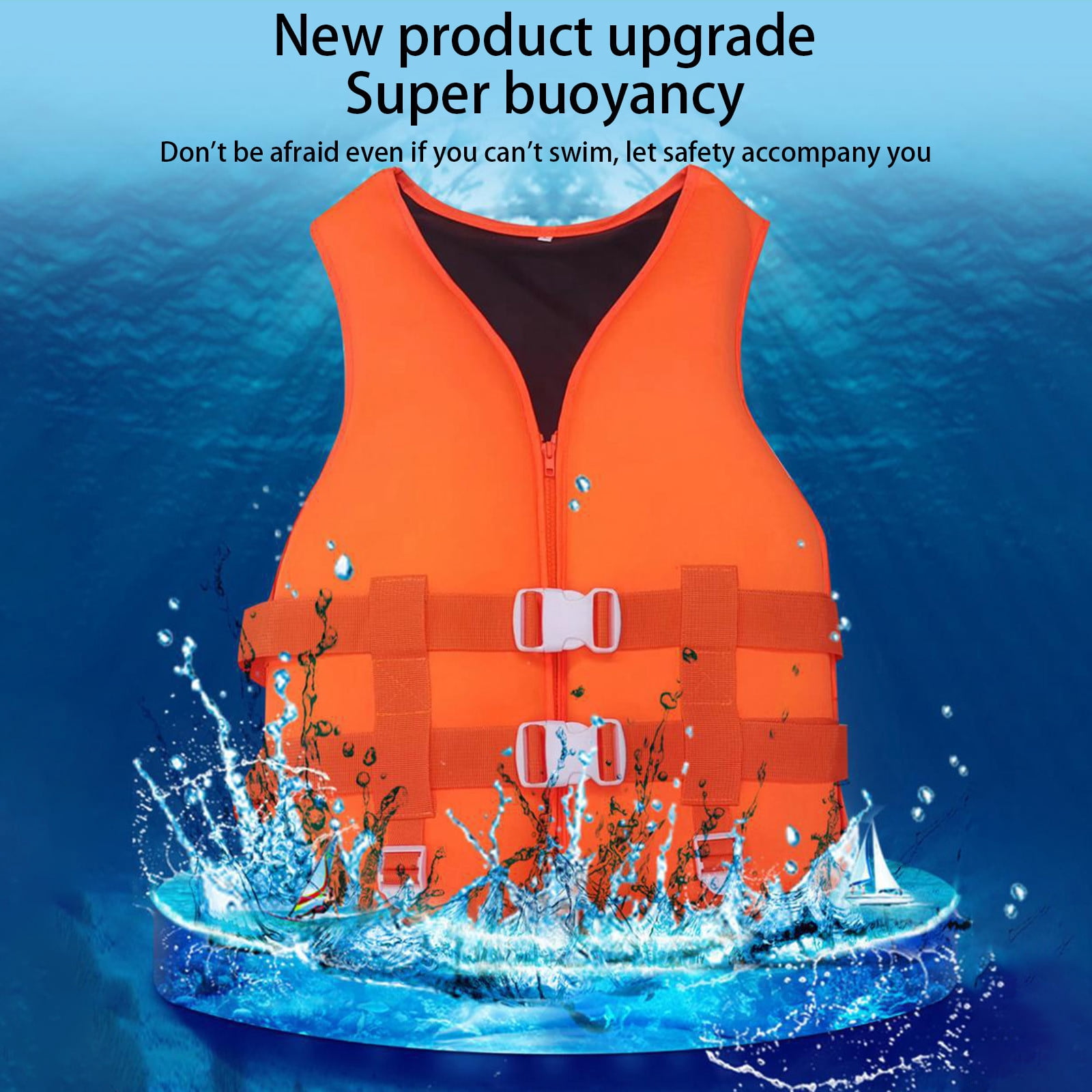 Universal Buoyancy Aid Swim Vest with Adjustable Safety Straps and Buckles for Adults, Neoprene Floating Vest for Boating, Kayaking, and Drifting