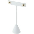 thumbnail image 2 of Plymor White Faux Leather "T" Style, Single Pair Earring Display Stand, 2.5" W x 1.25" D x 4.5" H (Pack of 6), 2 of 2