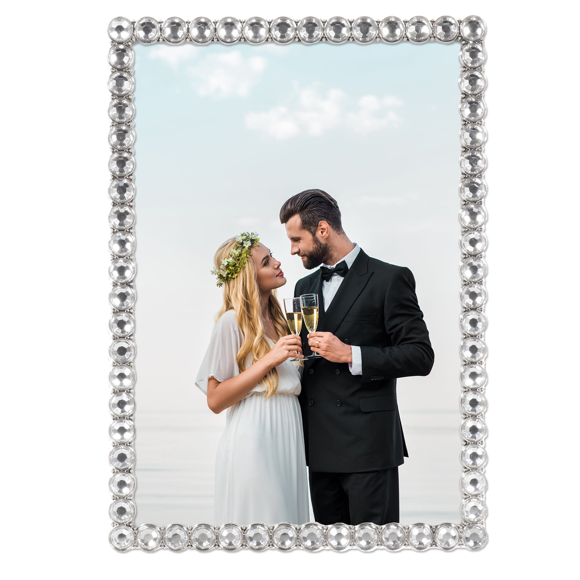 5x7 Silver Metal Sparkle Frame - Clear Brilliance